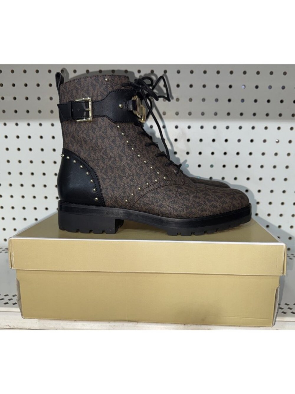 Michael Kors Kincaid Womens Leather Lace Up Fashion Boots Booties Size 9 Brown - Picture 1 of 9